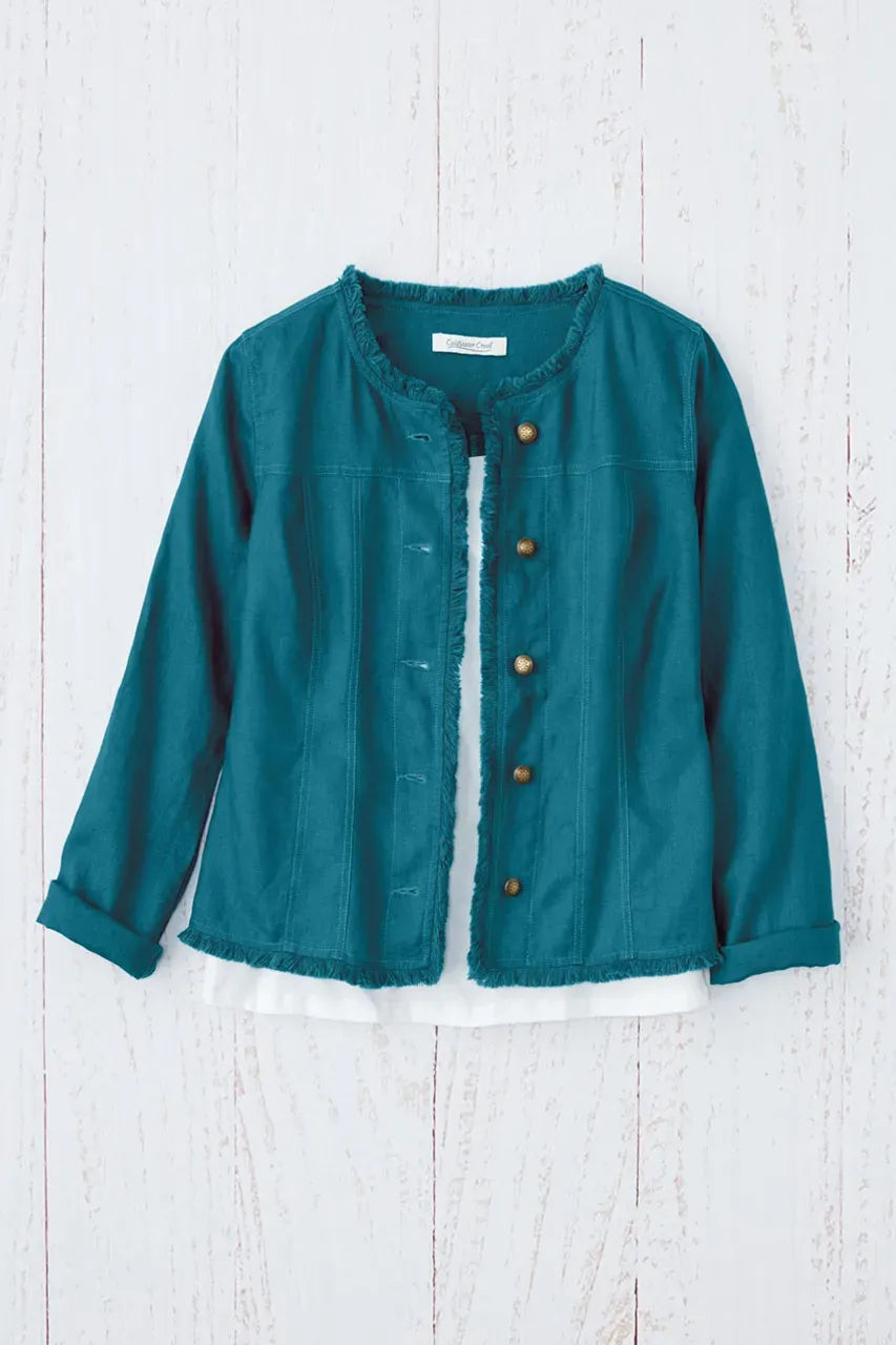 Frayed Edge Linen Jacket