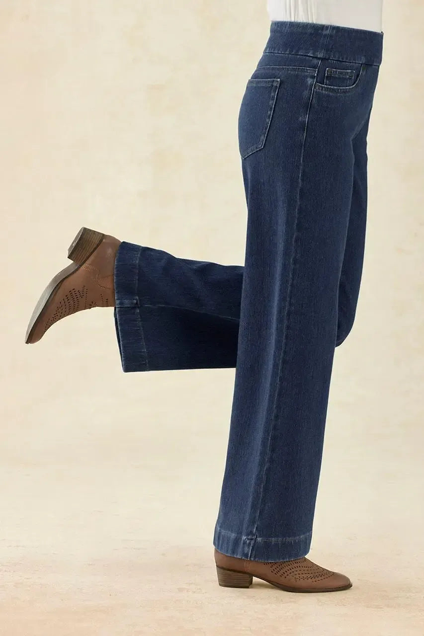 Knit Denim Wide-Leg Jeans