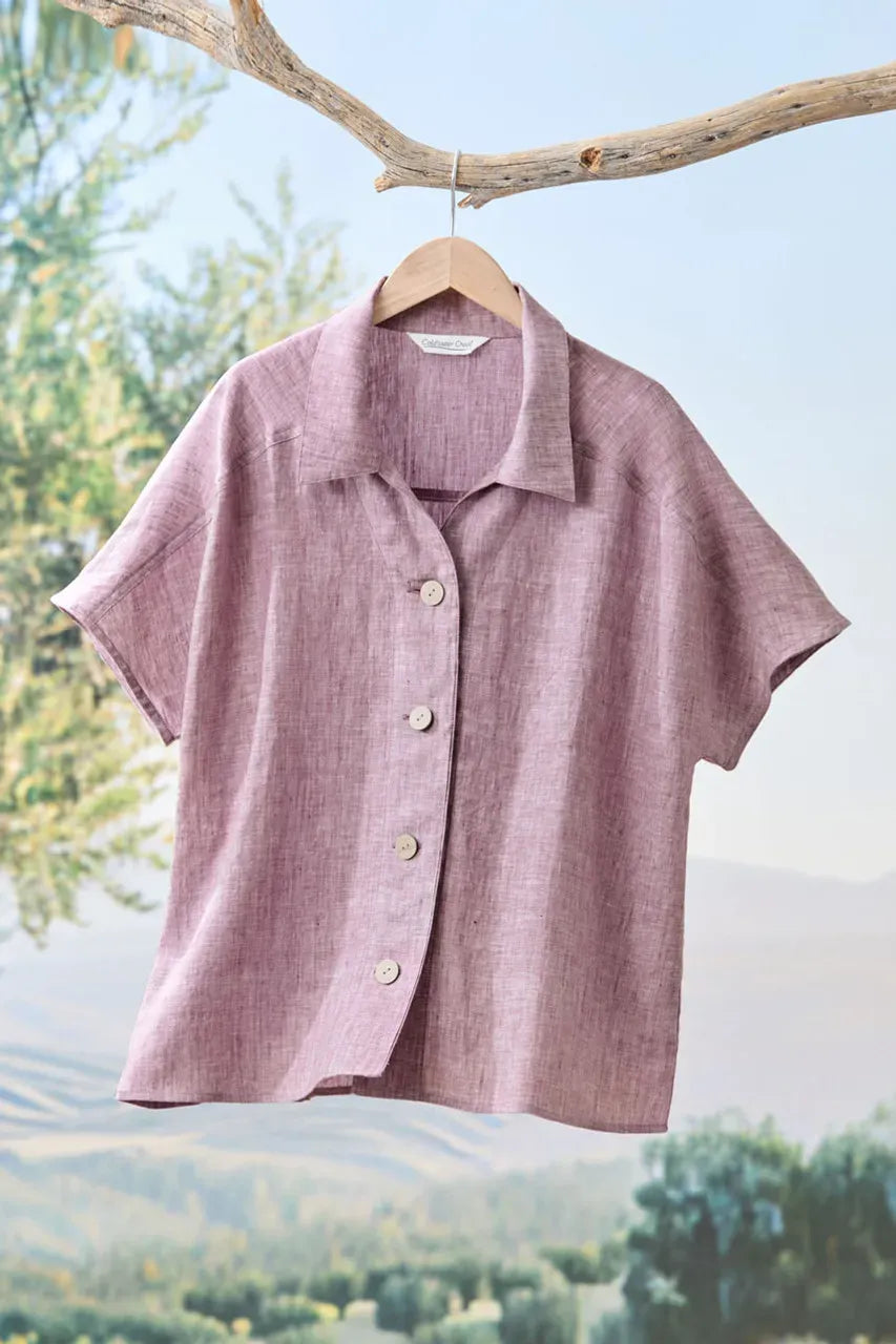 Boxy Cross-Dyed Linen Top