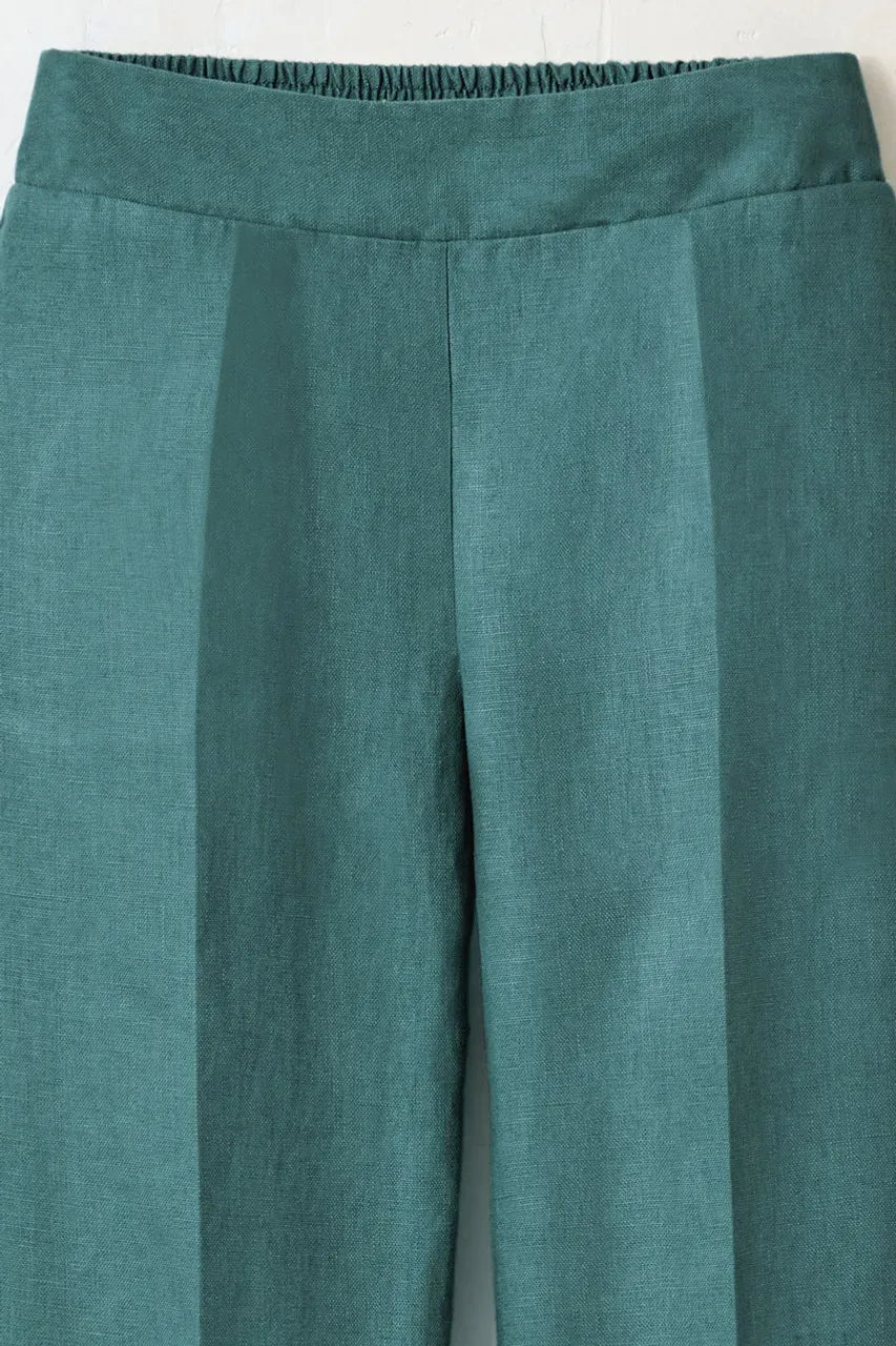 Smocked-Waist Linen Pants