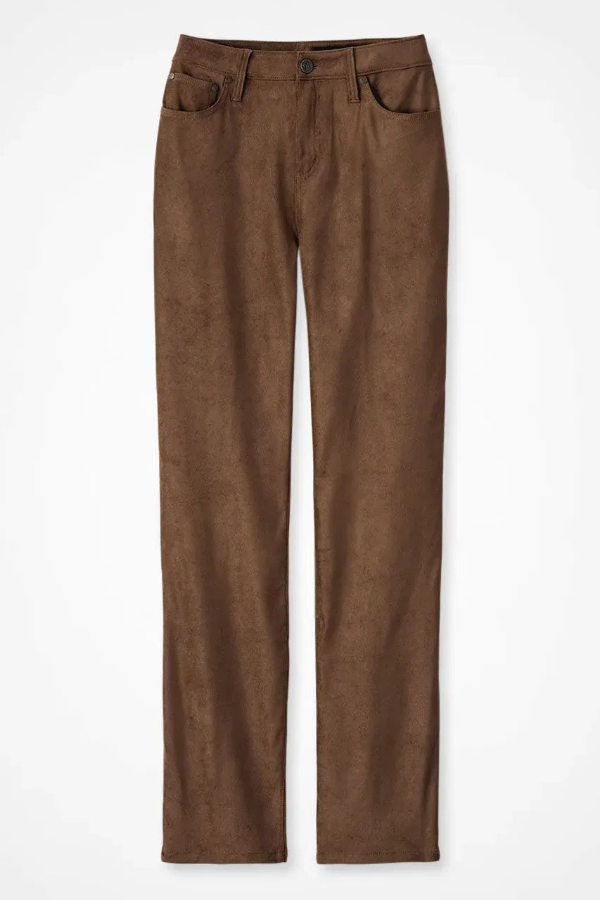 Faux Suede High Rise Straight Leg Pants