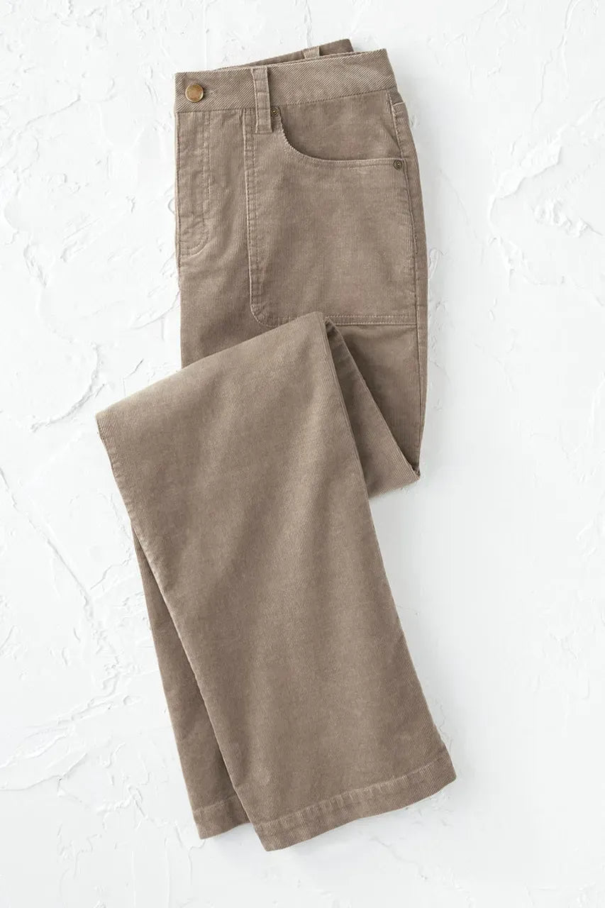 Patch Pocket Wide-Leg Corduroys