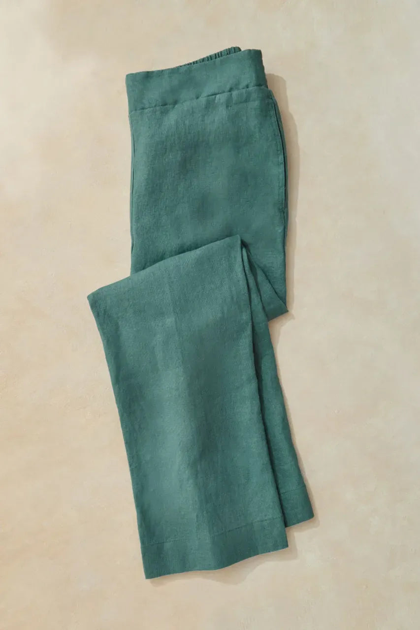 Smocked-Waist Linen Pants