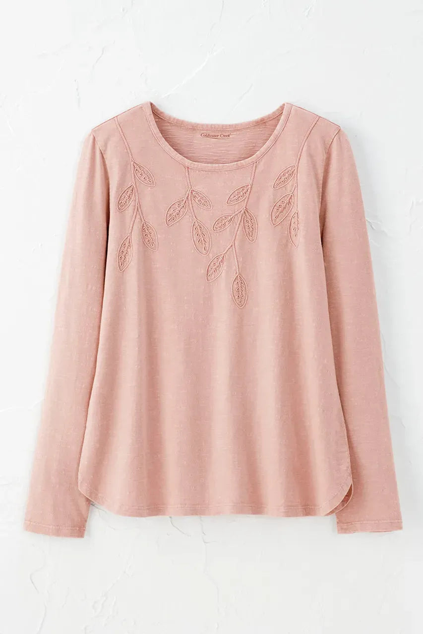 Leaf Embroidered Tee