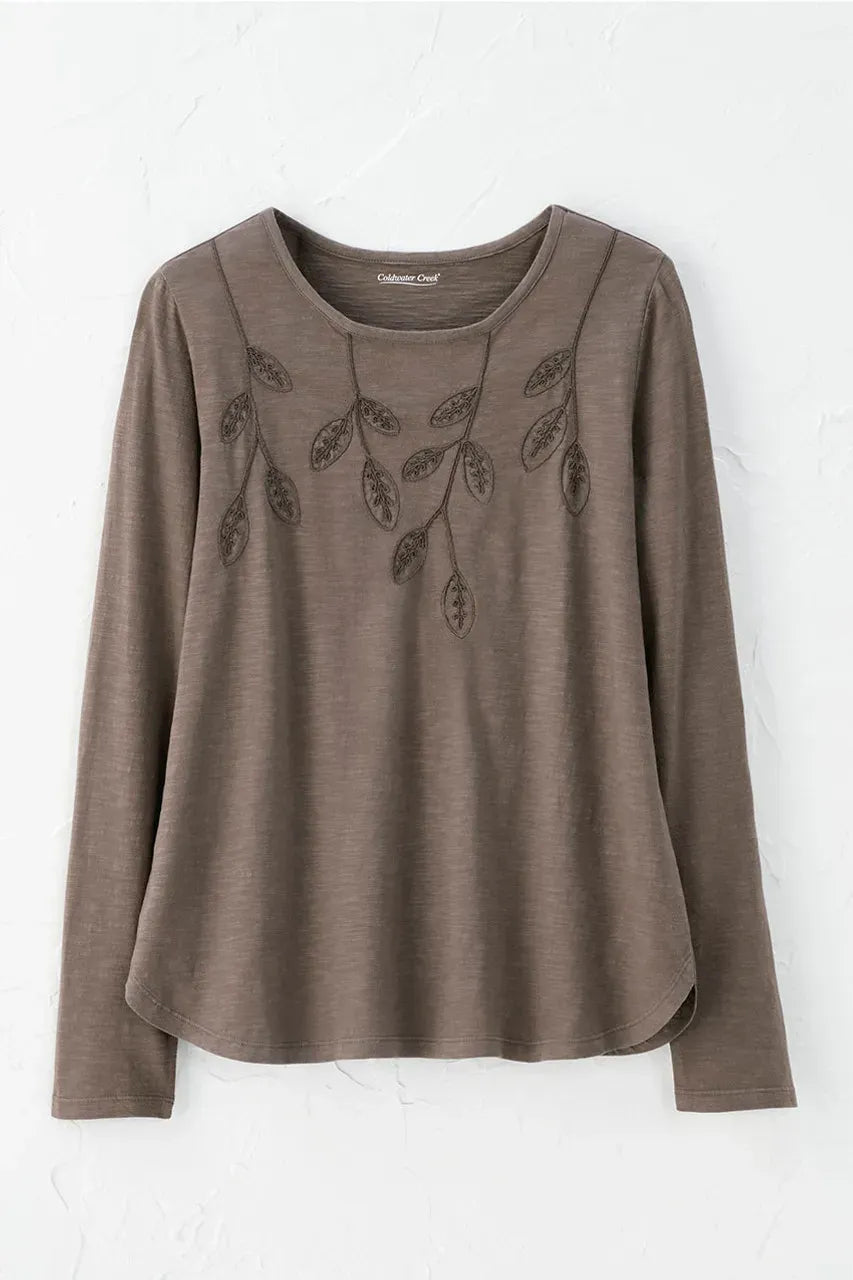 Leaf Embroidered Tee