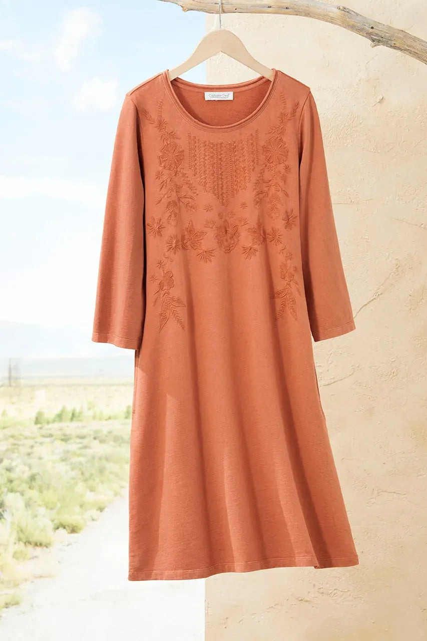 Embroidered French Terry Dress