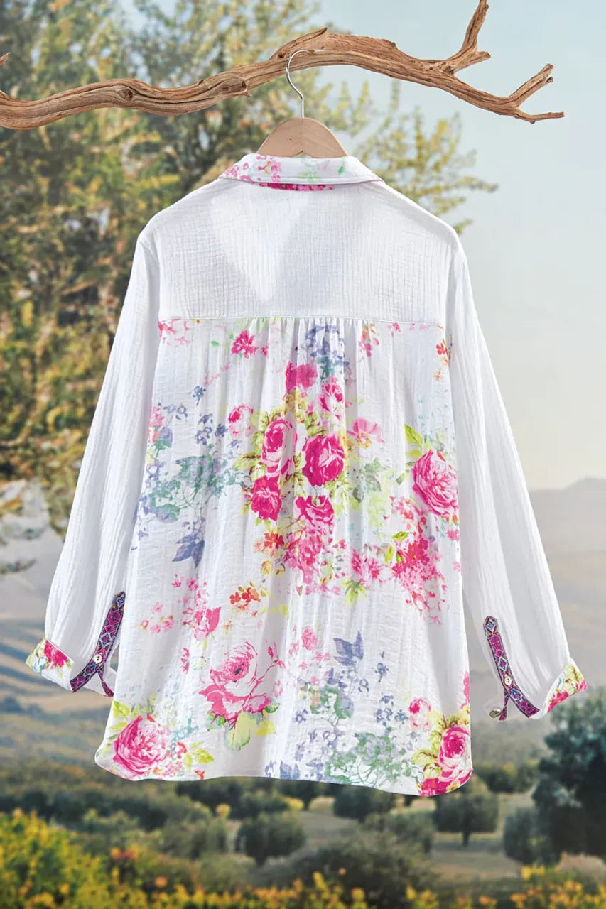 Artful Embroidery Gauze Big Shirt