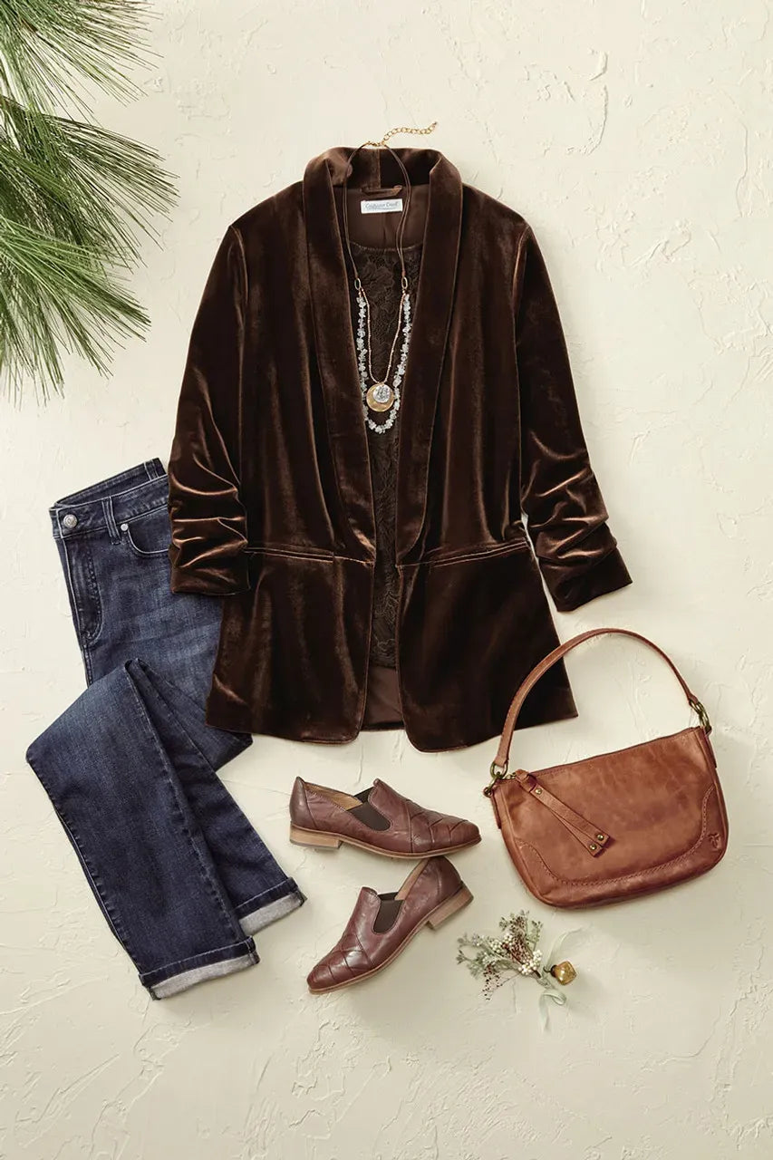 Ruched Velvet Jacket